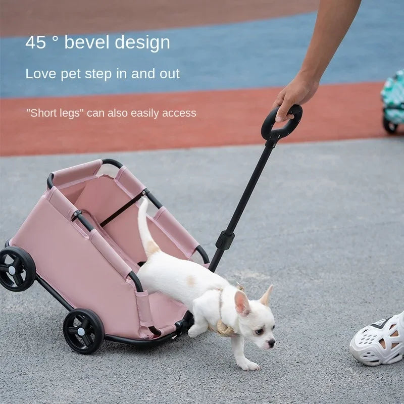 4 Wheels Lightweight Folding Pet Dog Cat Teddy Stroller