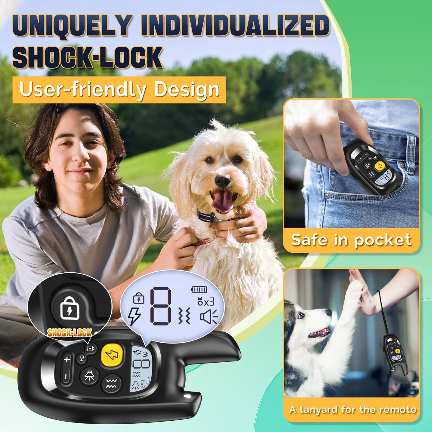 1640ft Pet Dog Waterproof Rechargeable Anti-bark Collar