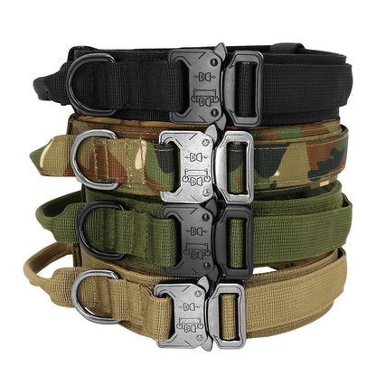 M-XL Pet Dog Tactical Collar With Lead Rope Leash Nylon Handle