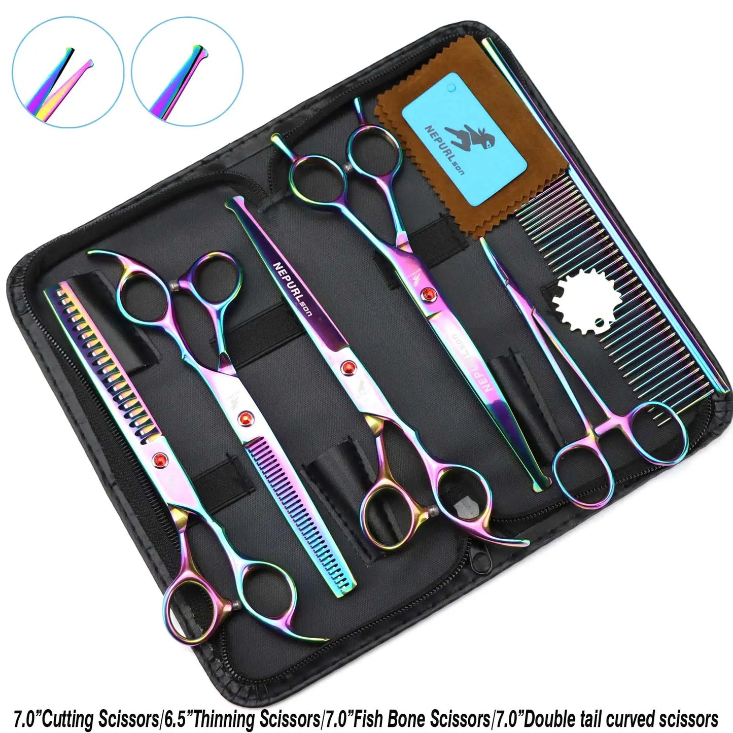 3-5pcs 7.5" Stainless Steel Pet Dog Cat Grooming Scissors Comb Sets