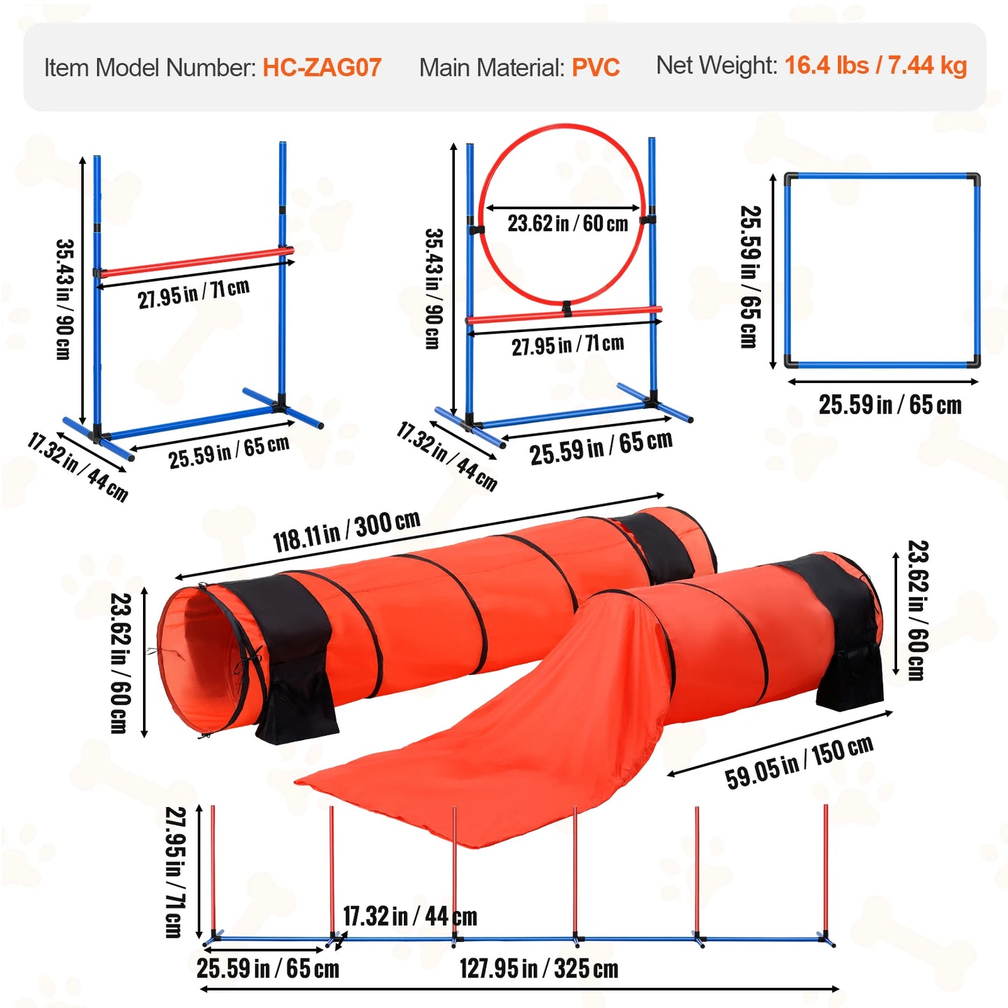 4pcs Pet Dog Agility Training Equipment with Adjustable Hurdles Weave Poles Jump Ring Square Pause Box Whistle