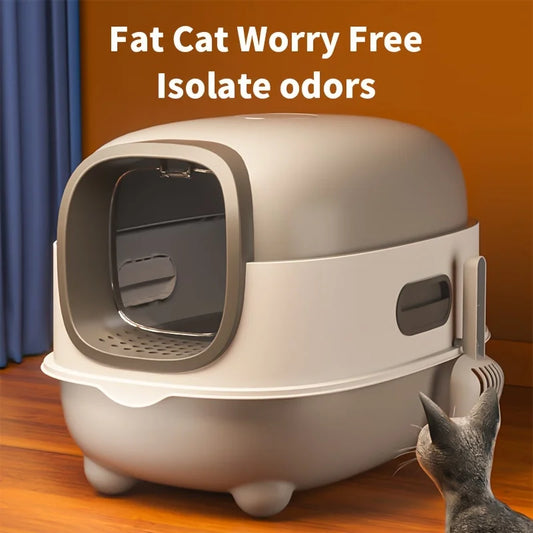 Enclosed Pet Cat Splash Proof Foldable Litter Box