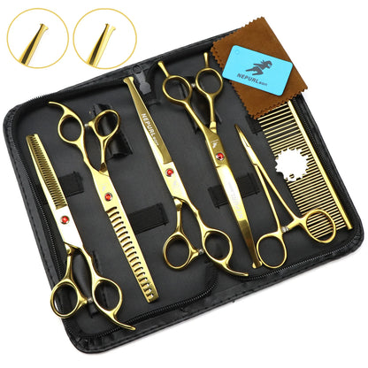 3-5pcs 7.5" Stainless Steel Pet Dog Cat Grooming Scissors Comb Sets