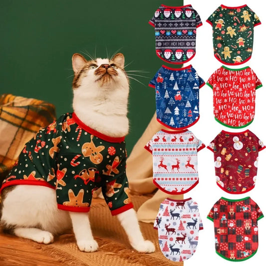 XS-L Pet Dog Cat Christmas Shirt Vest Printed Apparel