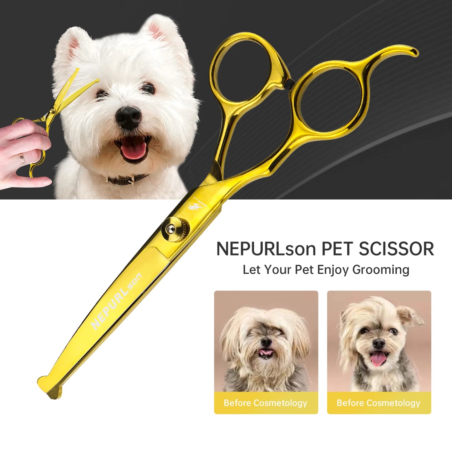 5-7.5" Pet Dog Cat 4pc Stainless Steel Grooming Scissors Comb Sets