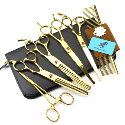 3-5pcs 7.5" Stainless Steel Pet Dog Cat Grooming Scissors Comb Sets