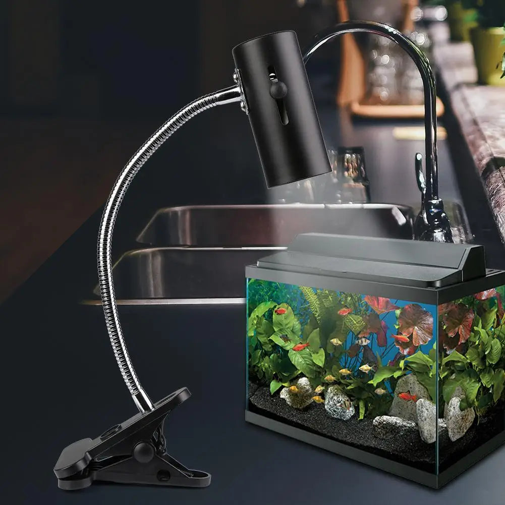 Reptile Amphibian Fish Tank Clip-on Heating Light Holder 360 Degree Rotation E27 Lamp-socket