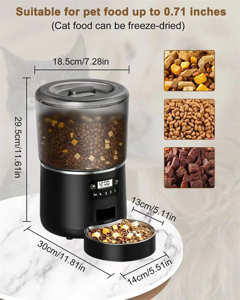 4L Automatic Pet Dog Cat Feeder Smart Timer Tuya Control with Stainless Steel Bowl