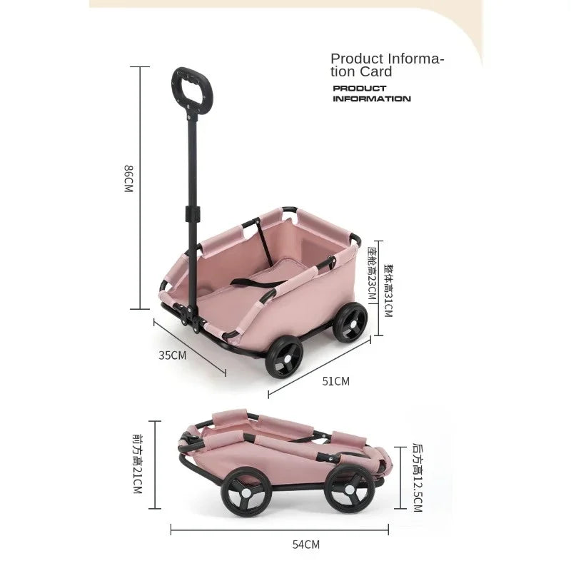 4 Wheels Lightweight Folding Pet Dog Cat Teddy Stroller