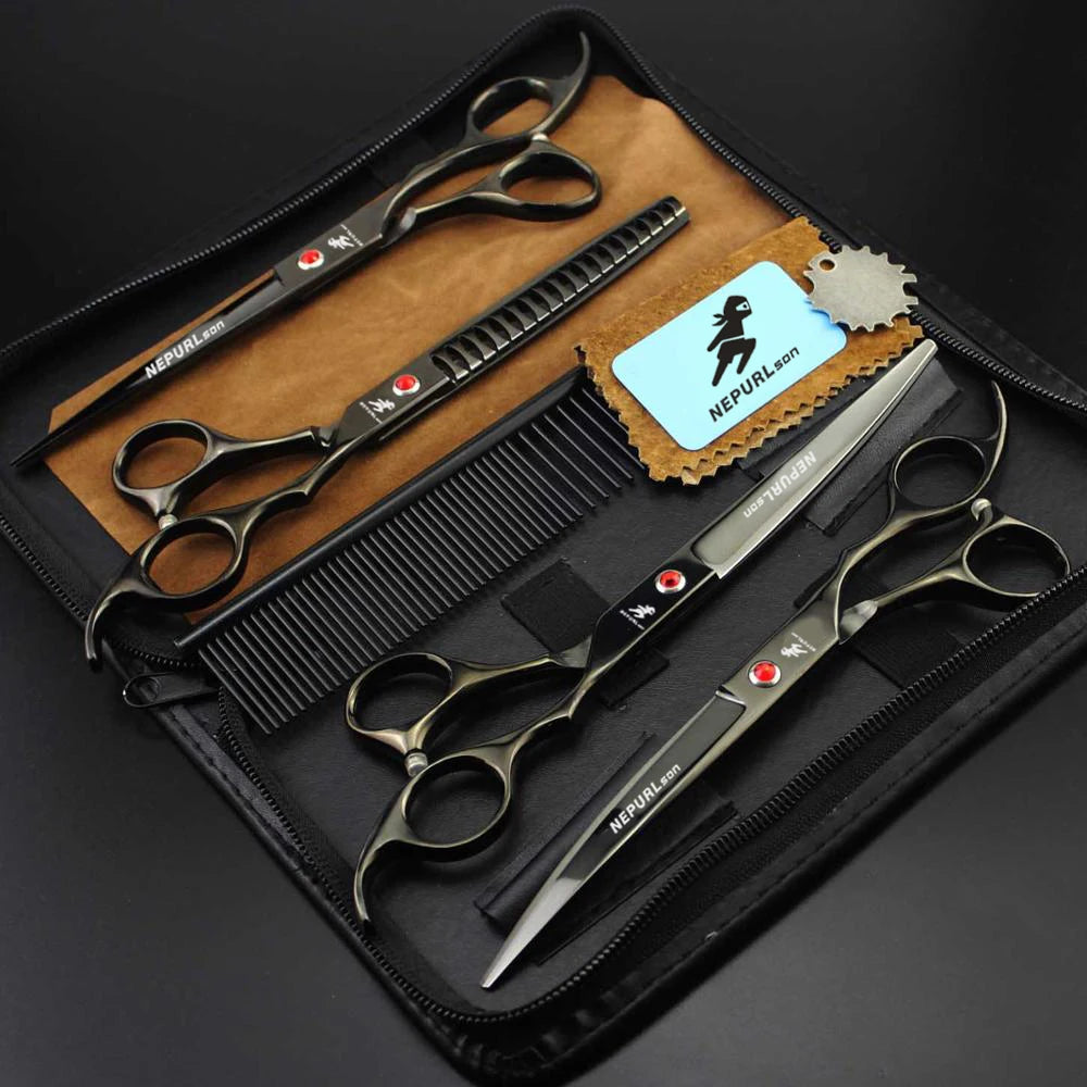 4-7pc Stainless Steel Pet Dog Cat 7" Grooming scissors Comb Sets