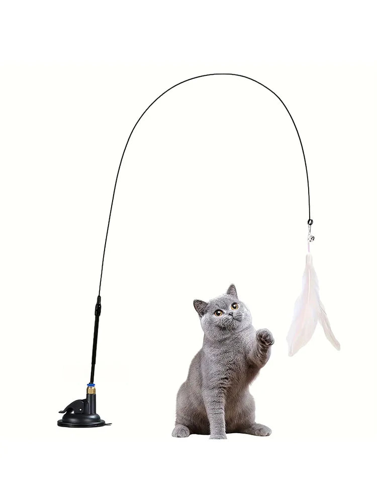 Pet Cat Interactive Bell & Feather Wand Teaser Toy