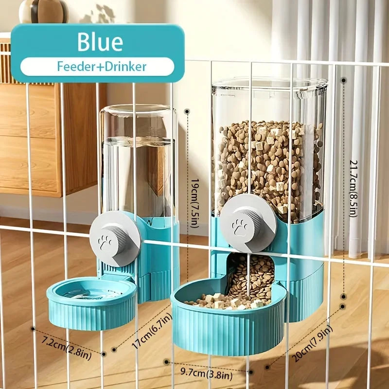 Pet Dog Cat Cage Crate Hanging Water Dispenser Automatic Feeder Bowl