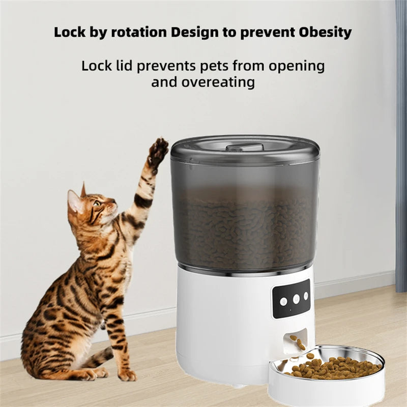 4L Automatic Pet Dog Cat Feeder Smart Timer Tuya Control with Stainless Steel Bowl