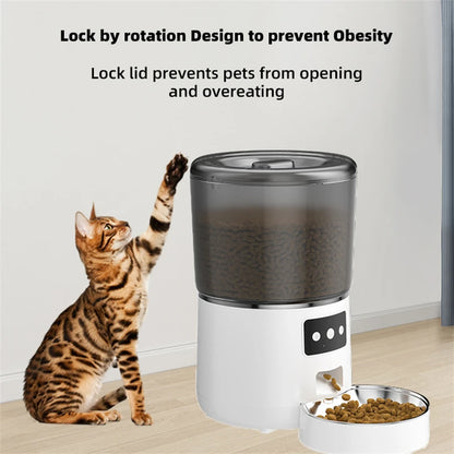 4L Automatic Pet Dog Cat Feeder Smart Timer Tuya Control with Stainless Steel Bowl