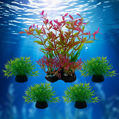 5pc Artificial Aquarium Fish Tank Plants Ornaments Decoration