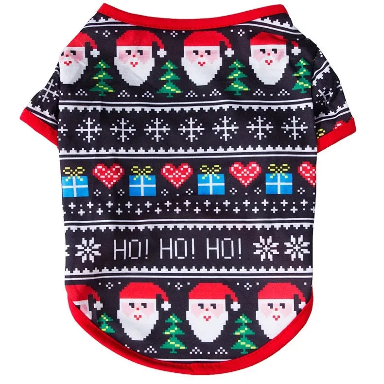 XS-L Pet Dog Cat Christmas Shirt Vest Printed Apparel