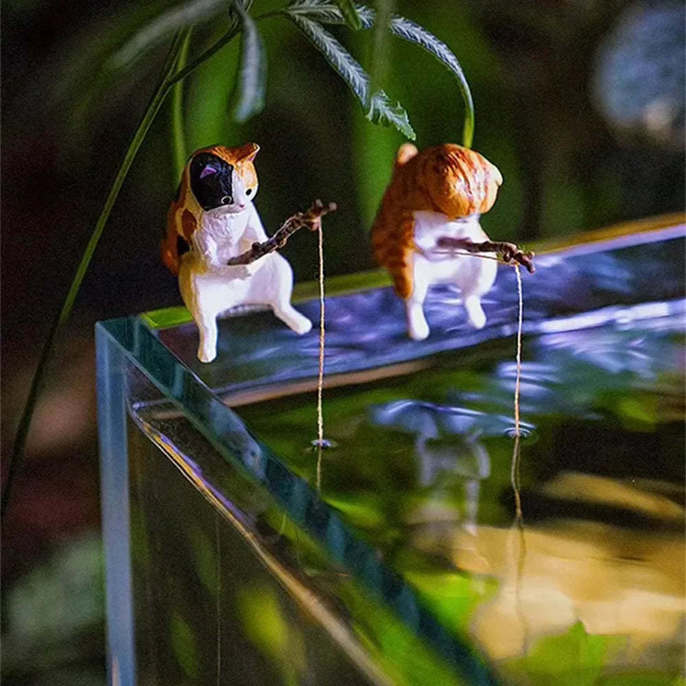 Aquarium Fish Tank Cat Hanging Creative Landscape Ornaments