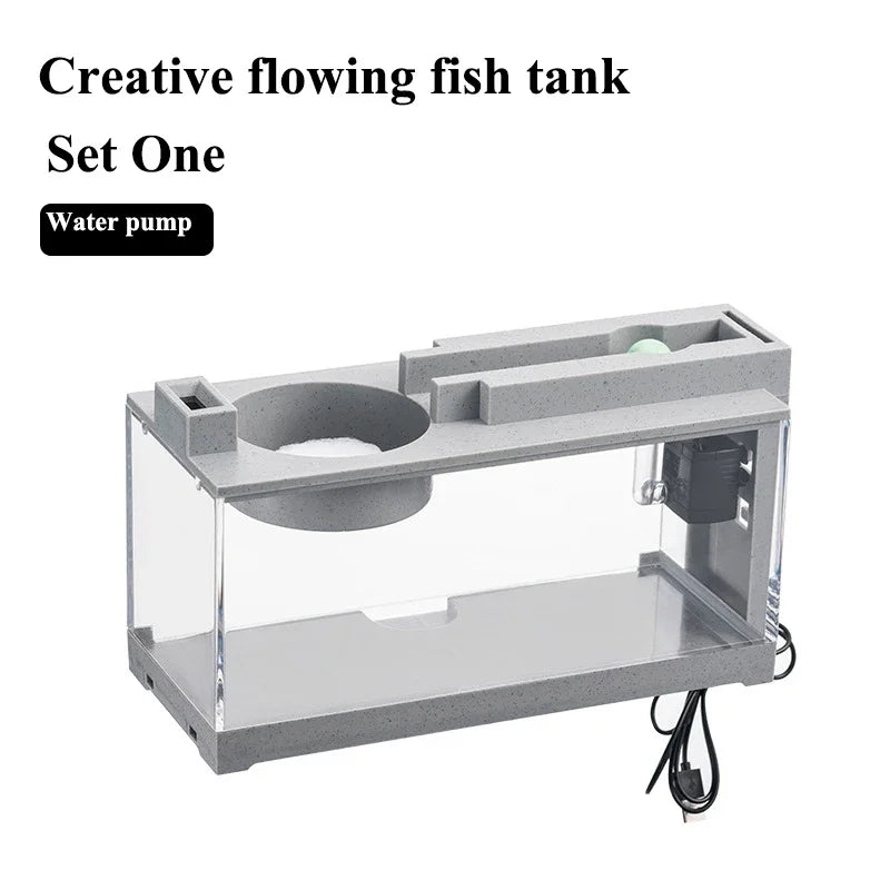 Desktop Mini Aquarium Fish Tank Kit USB Silent Water Filter