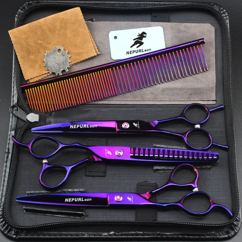 5pc Stainless Steel Pet Dog Cat 7" Grooming Scissors Combs Sets