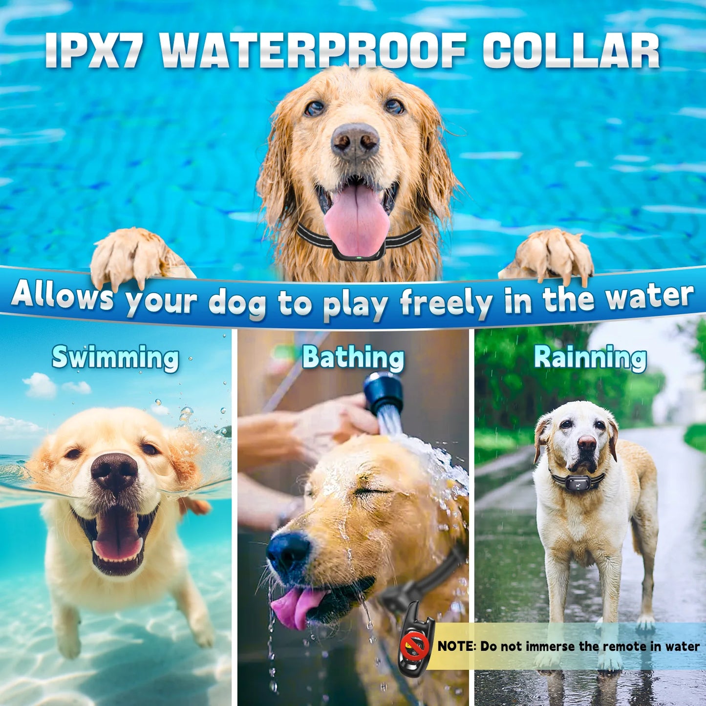 1640ft Pet Dog Waterproof Rechargeable Anti-bark Collar