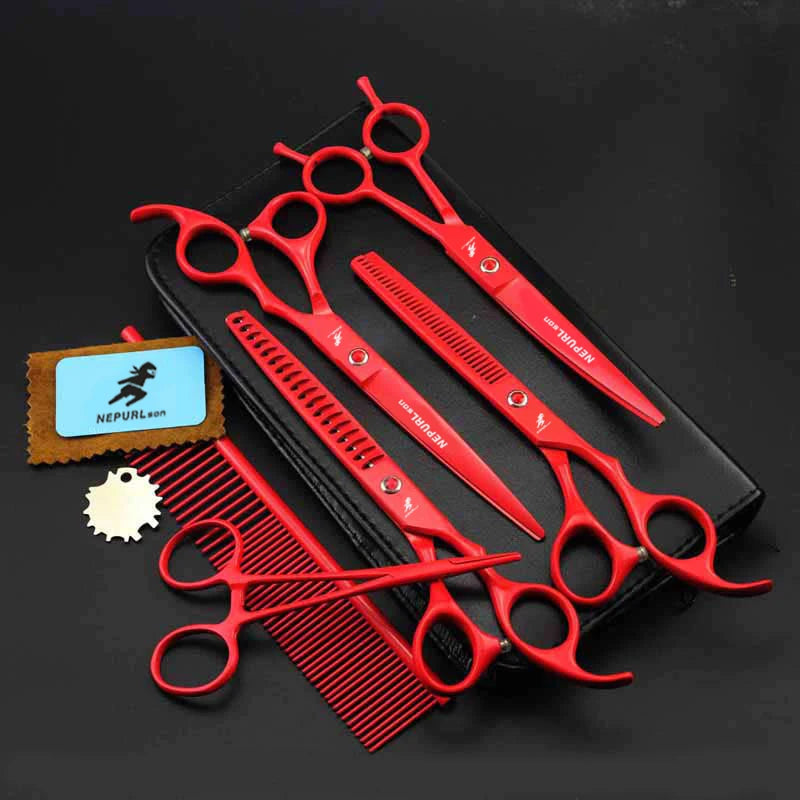 4-7pc Stainless Steel Pet Dog Cat 7" Grooming scissors Comb Sets