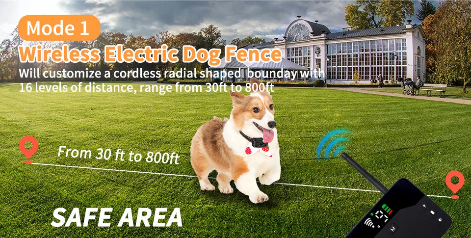 800ft Pet Dog Wireless Electric Fence & Training Collar