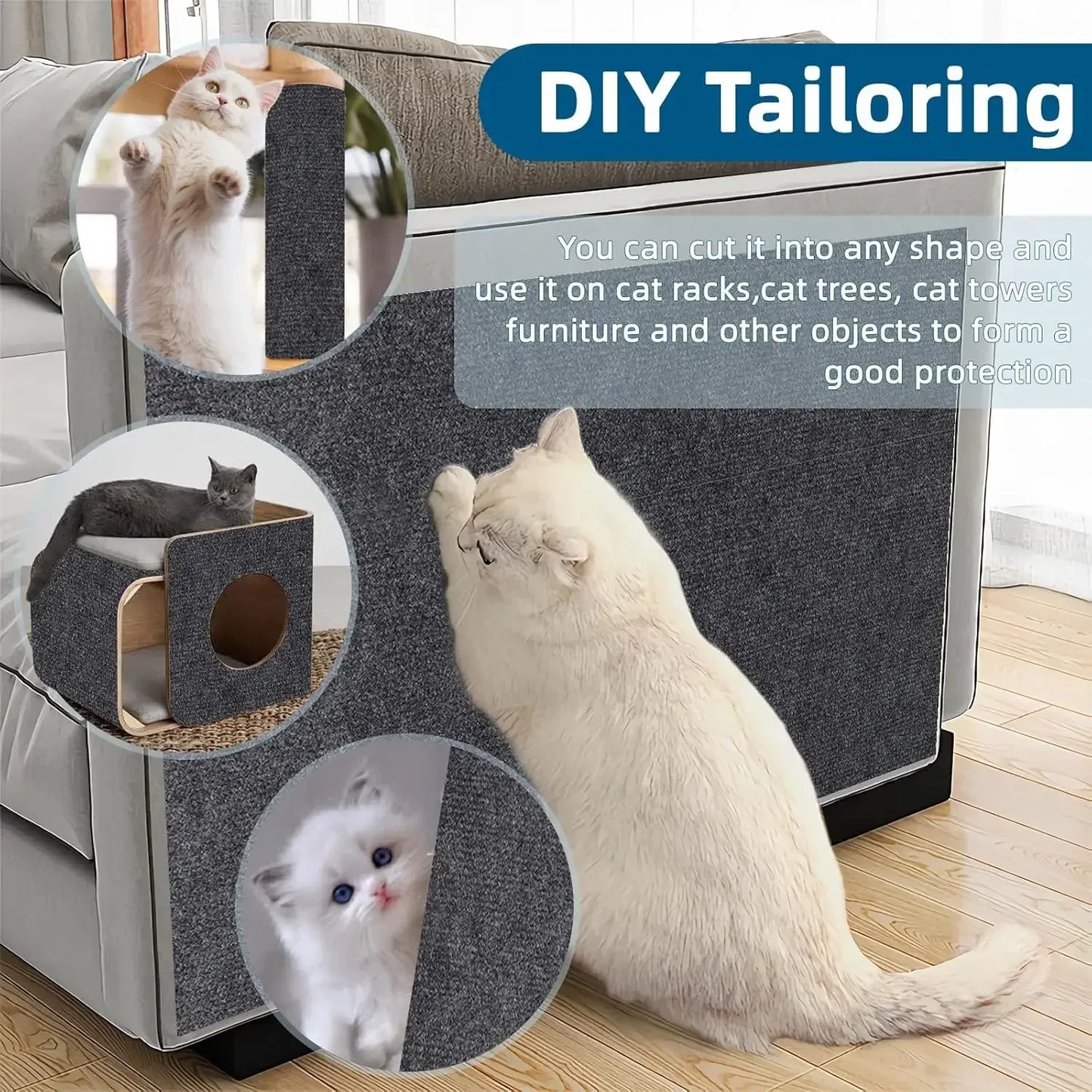 Trimmable Cat Scratching Mat Sofa Self-adhesive Scratch Tape