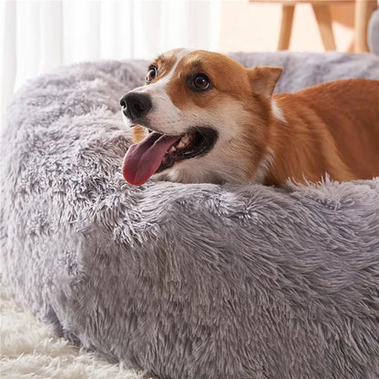 M-4XL Long Plush Round Pet Dog Bed Mat Cushion Mattress