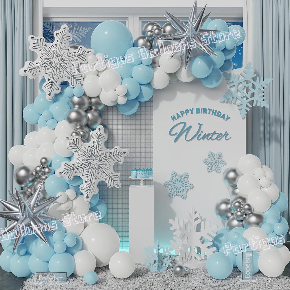 Transparent Dazzling Snowflake Balloon Garland for Winter Decor