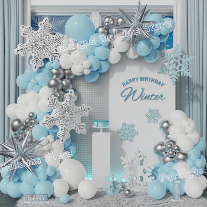 Transparent Dazzling Snowflake Balloon Garland for Winter Decor