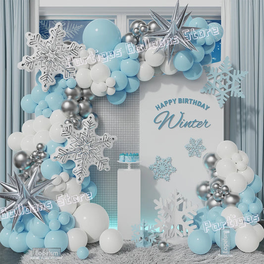 Transparent Dazzling Snowflake Balloon Garland for Winter Decor
