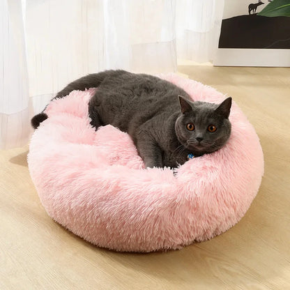 S-XL Pet Cat Dog Round Soft Long Plush Beds Cushion Mat Sleeping Sofa