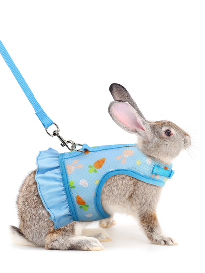 S-L Pet Rabbit Harness with Leash Adjustable Buckle Breathable Mesh Vest