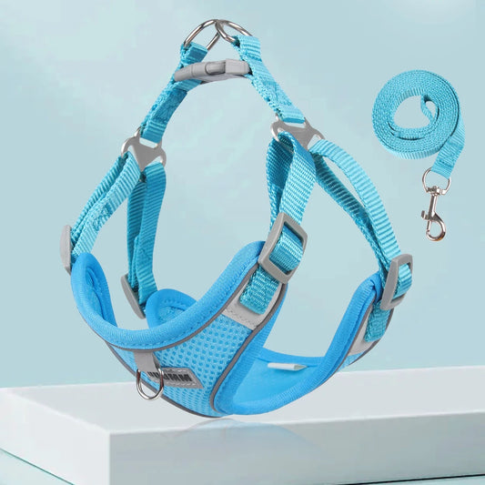 S-XL Pet Dog Ct Dog Breathable Adjustable Chest Harness Leash Set