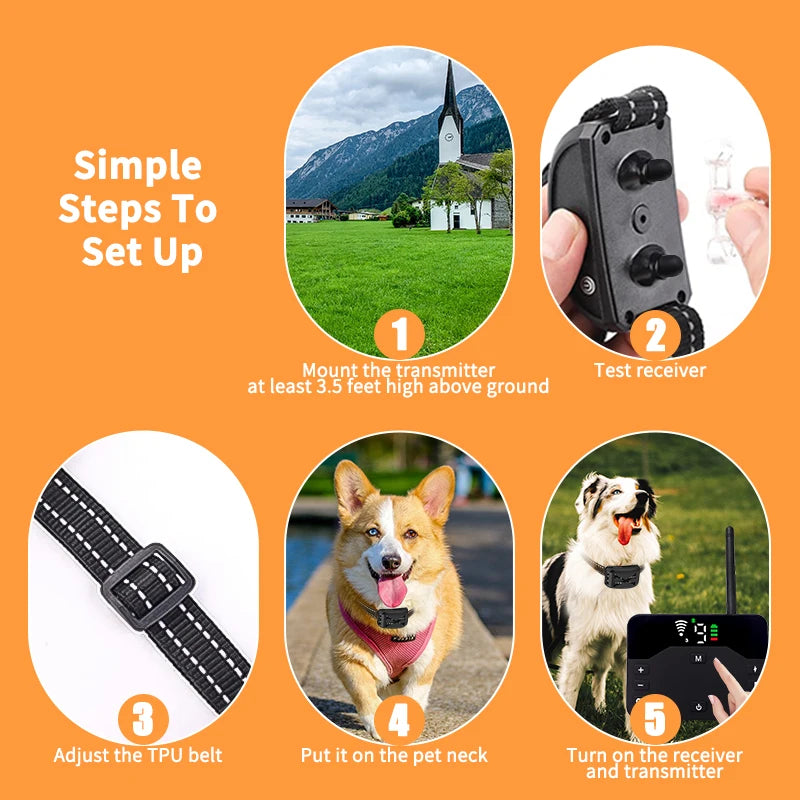 800ft Pet Dog Wireless Electric Fence & Training Collar