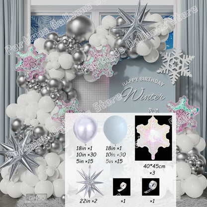 Transparent Dazzling Snowflake Balloon Garland for Winter Decor