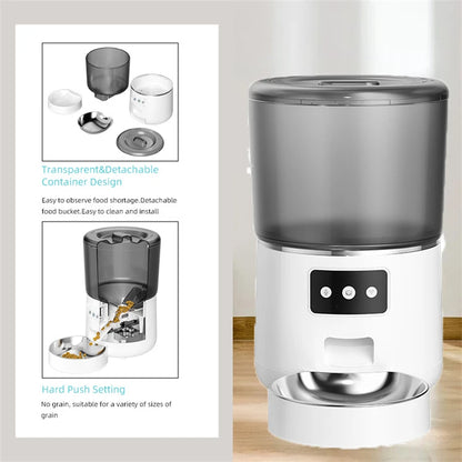 4L Automatic Pet Dog Cat Feeder Smart Timer Tuya Control with Stainless Steel Bowl