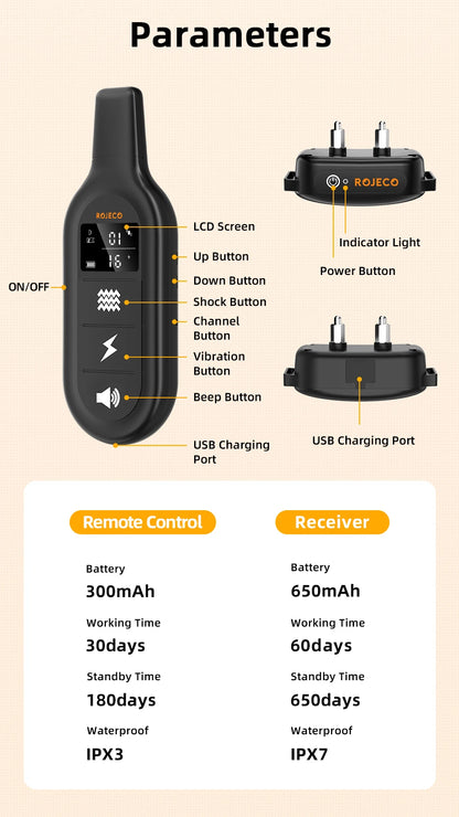 3300ft Pet Dog Digital Rechargeable Remote Control Anti Bark Training Collar