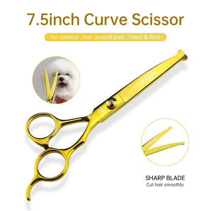 5-7.5" Pet Dog Cat 4pc Stainless Steel Grooming Scissors Comb Sets