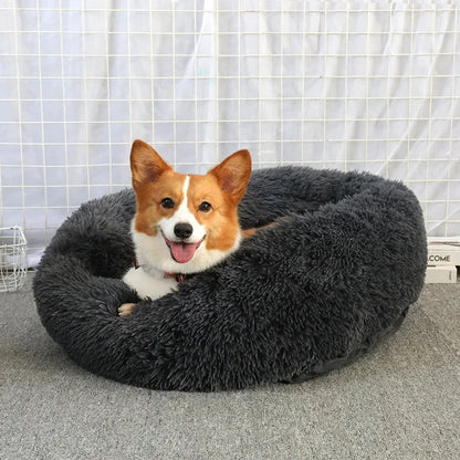 S-XL Pet Cat Dog Round Soft Long Plush Beds Cushion Mat Sleeping Sofa