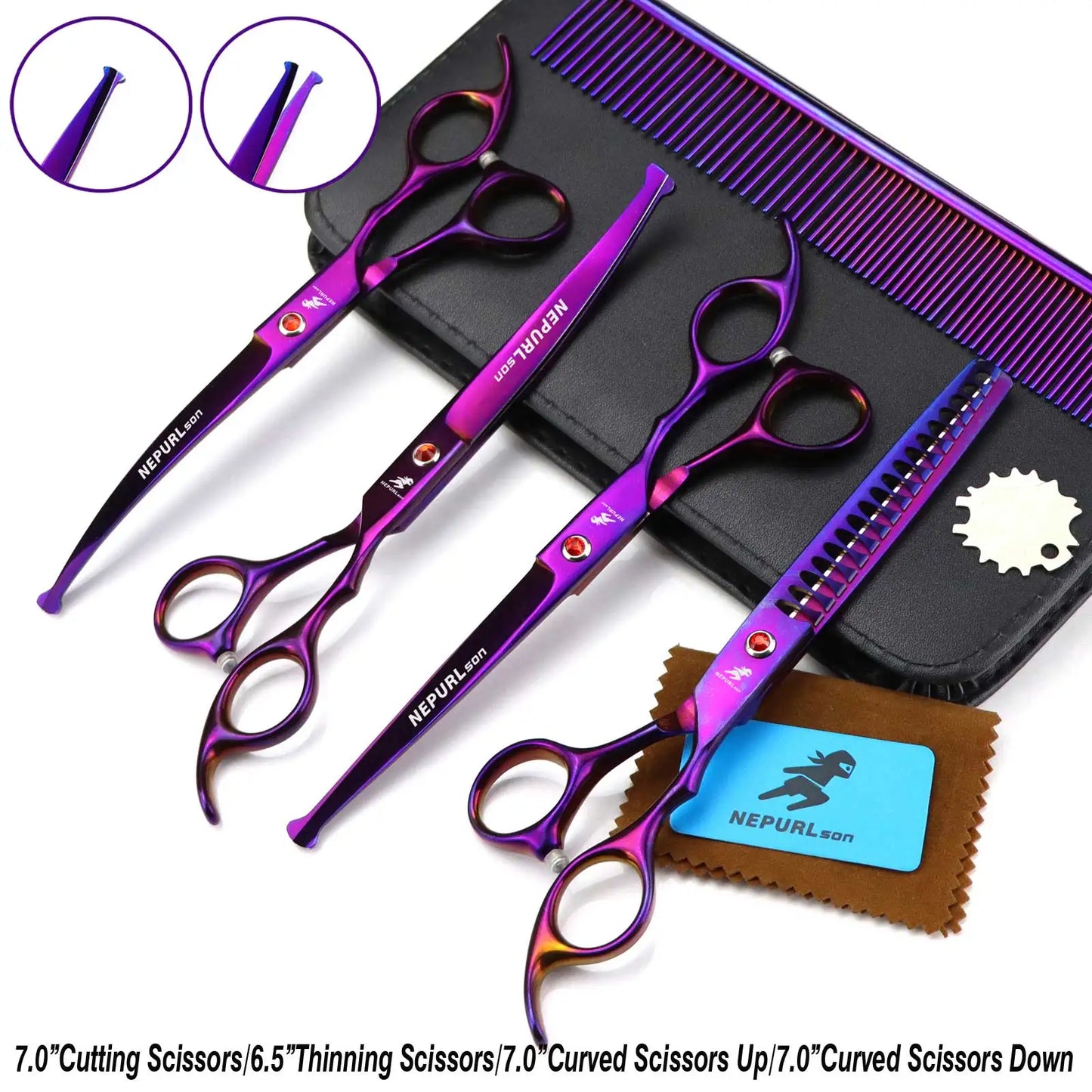 3-5pcs 7.5" Stainless Steel Pet Dog Cat Grooming Scissors Comb Sets