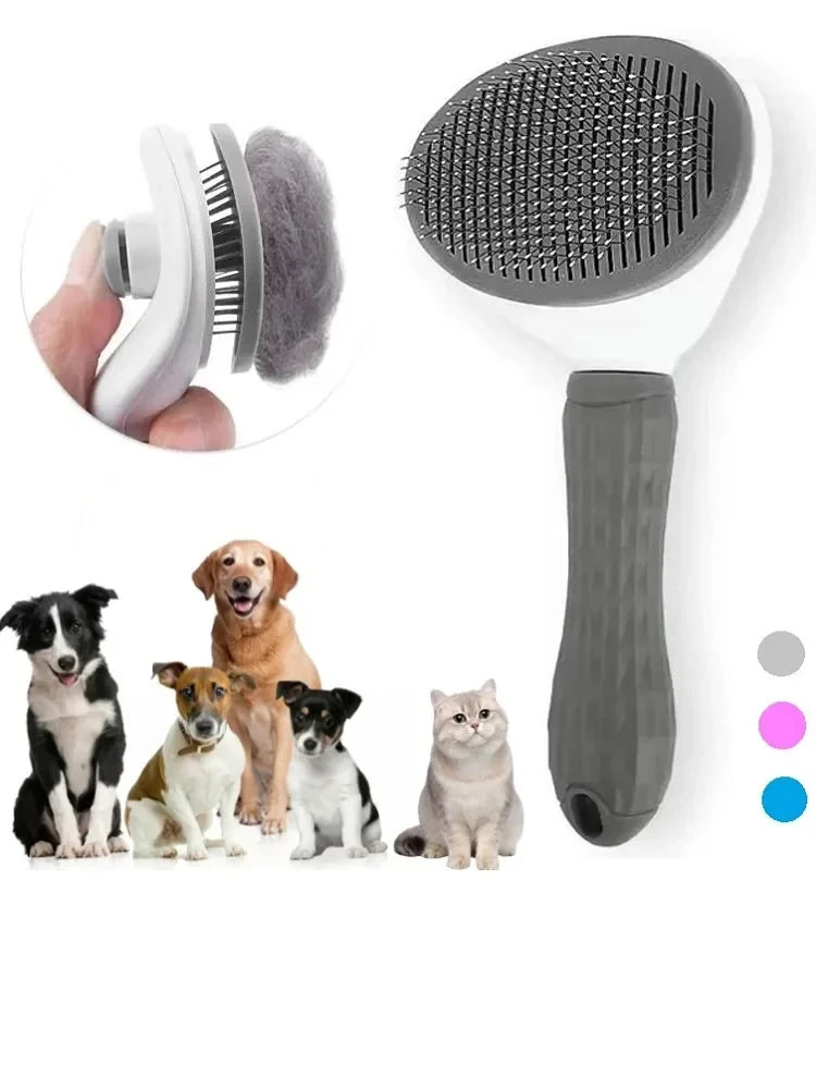 Pet Dog Cat Self Cleaning Hair Remover Grooming Brush