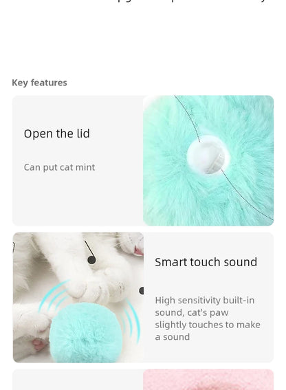 Squeaky Electric Interactive Ball Smart Plush Catnip Pet Cat Toy