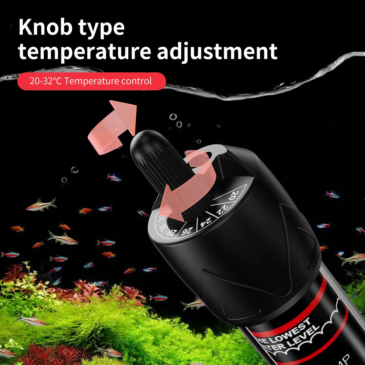 25-300W Adjustable Temperature Submersible Aquarium Fish Tank Thermostat Heater Rod