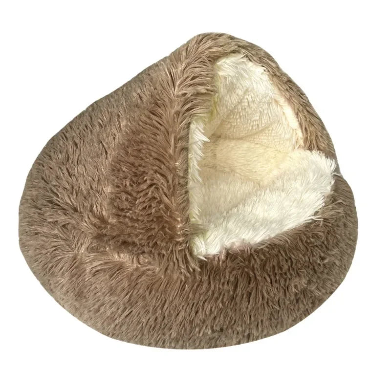 S-XL Winter Warm Shell Semi-Closed Pet Cat Nest Bed Cave