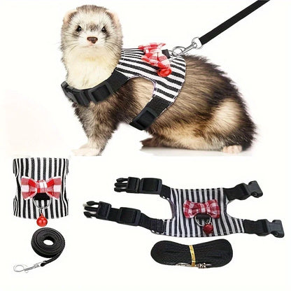 Hamster Harness And Leash 2pcs Set With Bow Bells