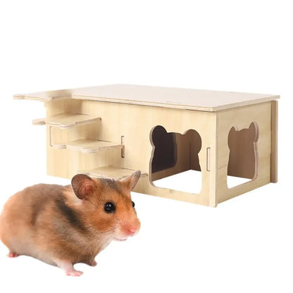 Pet Hamster Guinea Pig Small Animal Wooden House Hut Habitat with Doors Window