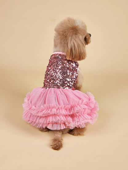 XS-XL Pet Dog Sequin Sleeveless Tutu Dress Costume