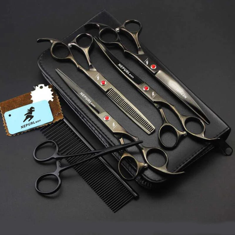 4-7pc Stainless Steel Pet Dog Cat 7" Grooming scissors Comb Sets