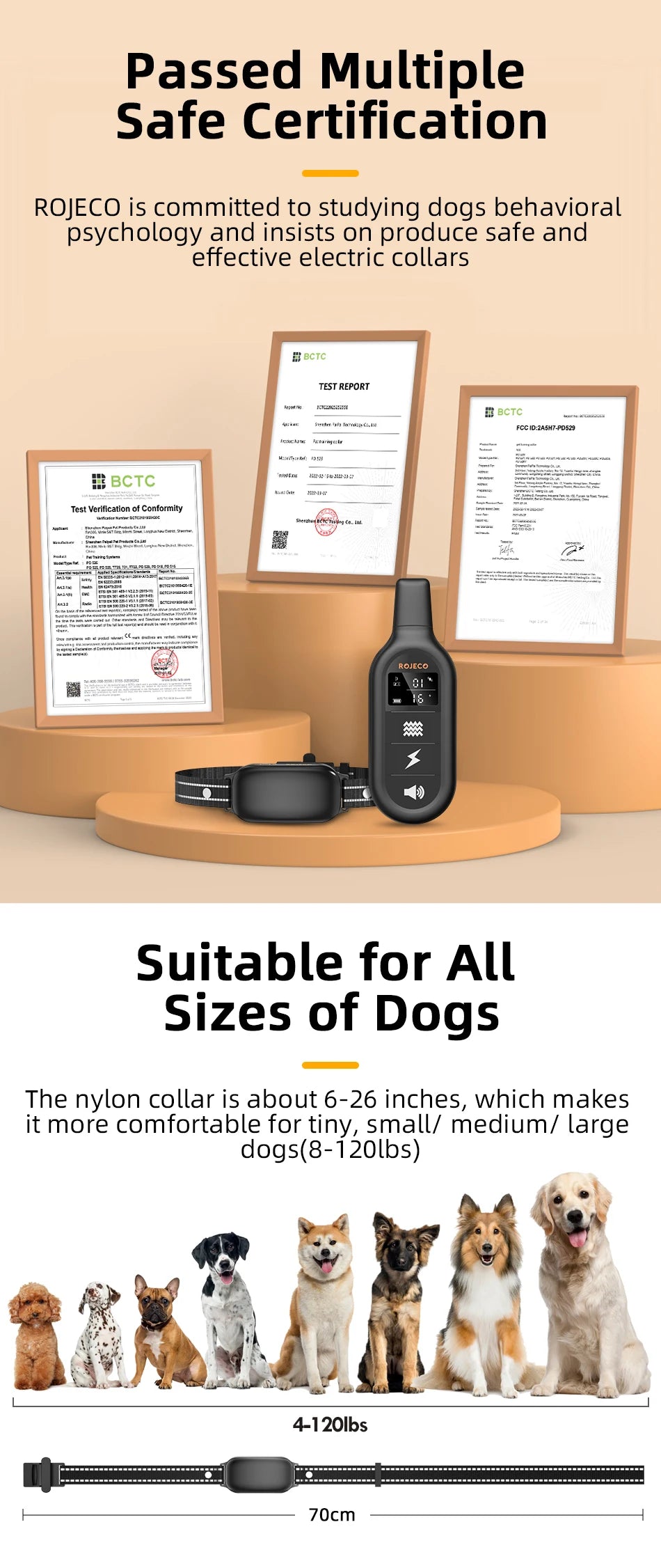 3300ft Pet Dog Digital Rechargeable Remote Control Anti Bark Training Collar